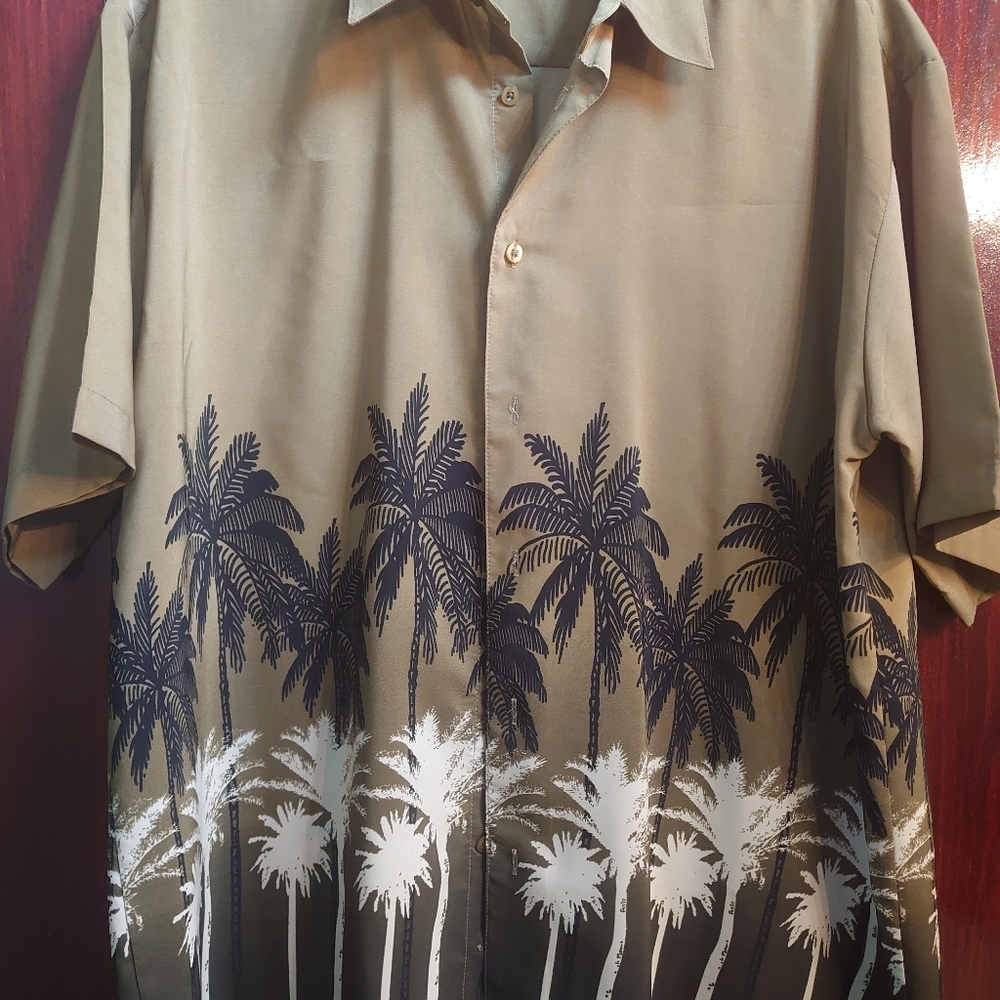 🏝🏝 Alpine Olive Green Palm Tree Button Shirt